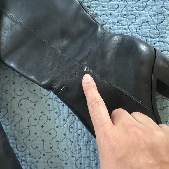 SCHUTZ Mikki Block Over The Knee Boots Black Leather Size 7 Comfort Pointed Toe - Picture 5 of 10